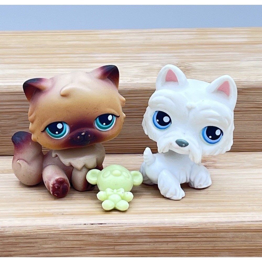 Littlest Pet Shop Portable Pets #22 Persian Cat #24 Scottie Dog Hasbro 2006 LPS